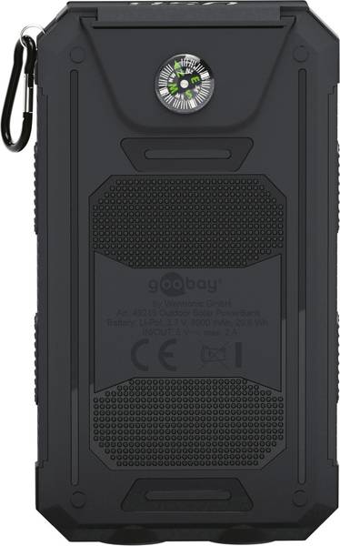 Powerbank Outdoor Energia Solare 8000 mAh con Torcia IP45 2xUSB Nero GOOBAY - immagine 3