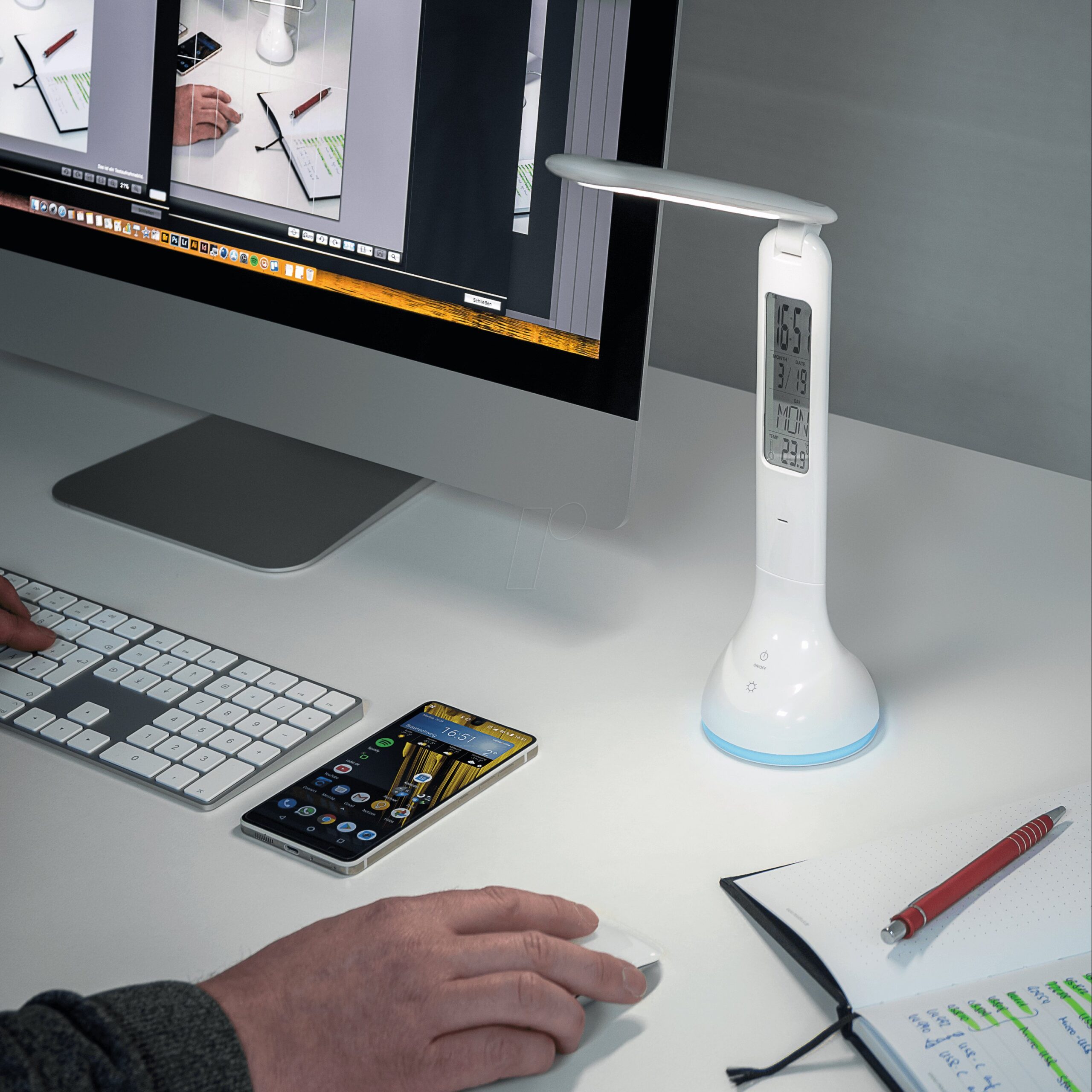 Lampada a LED da Tavolo Ricaricabile con Calendario e Orologio GOOBAY - immagine 3