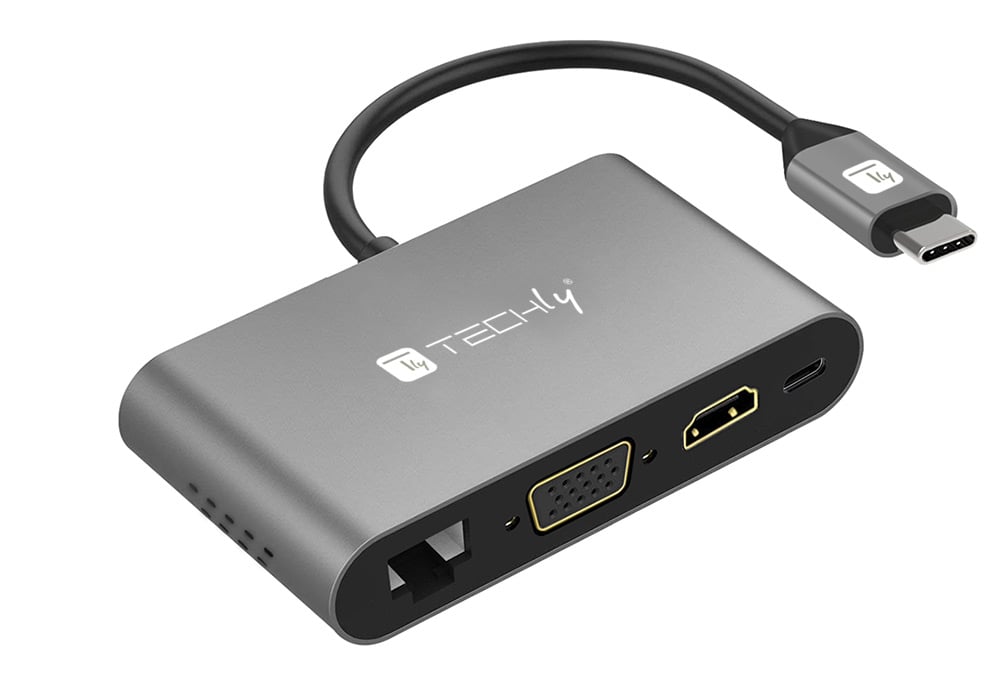 Docking Station USB-C™ SuperSpeed Multiporta USB HDMI VGA RJ45 MicroSD TECHLY - immagine 3