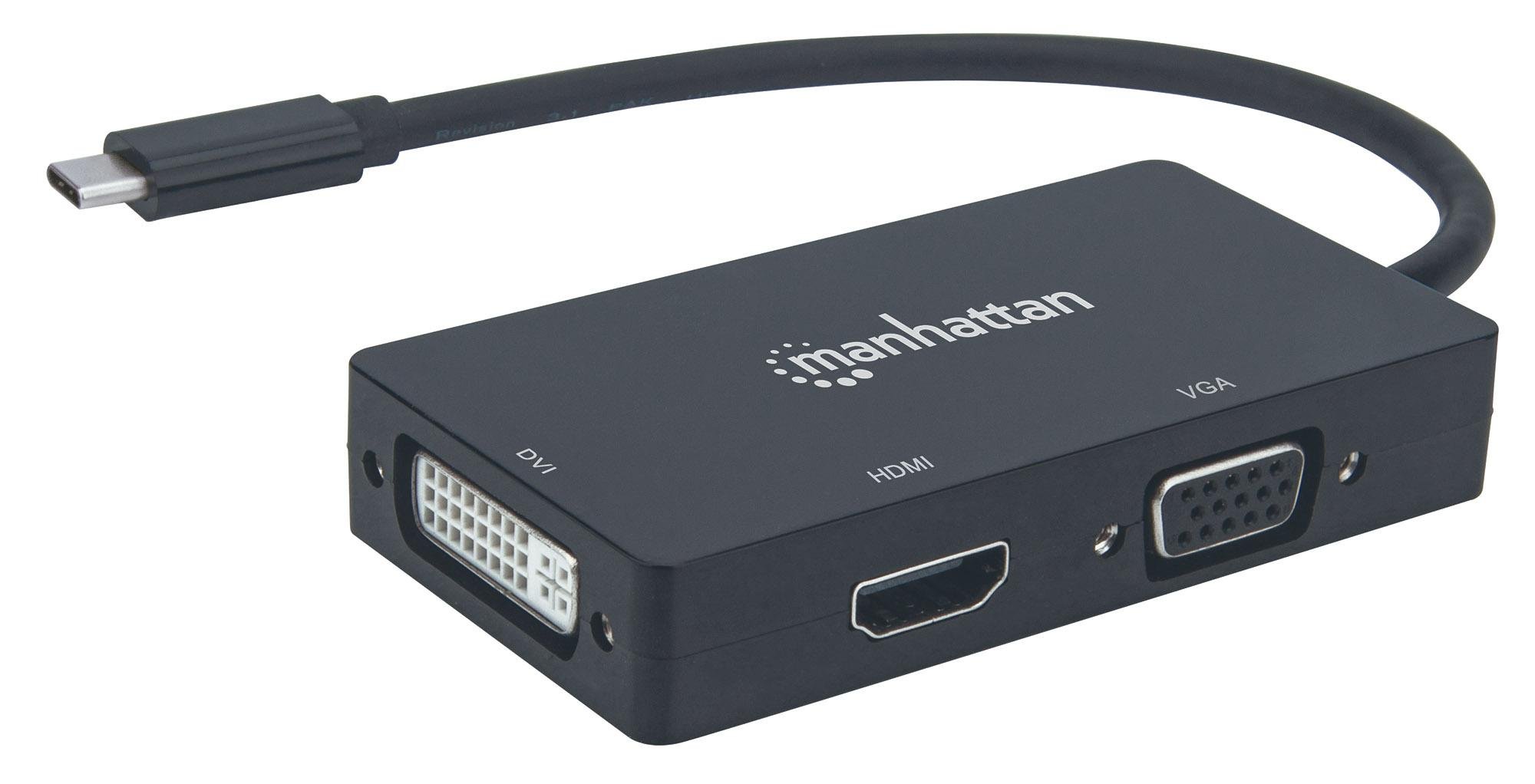 Convertitore Audio Video USB-C™ 3-in-1 Multiporta HDMI DVI VGA MANHATTAN - immagine 2