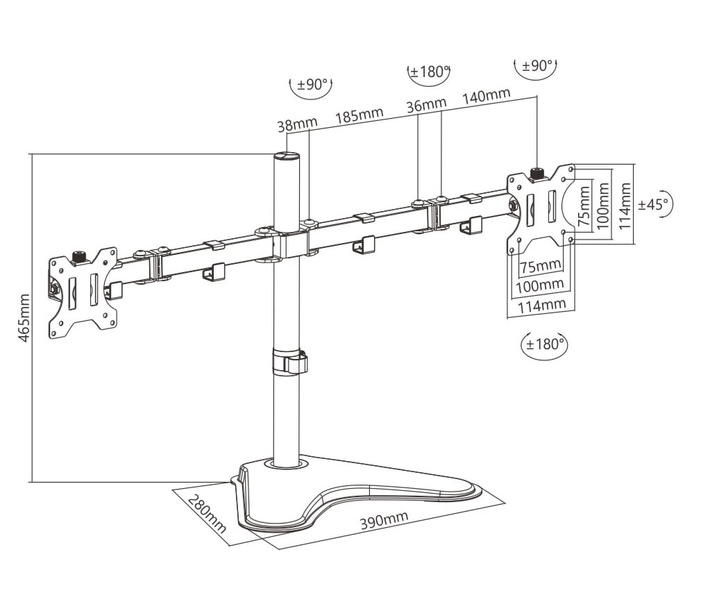 Supporto da scrivania per 2 Monitor 13-32'' con base TECHLY - immagine 3
