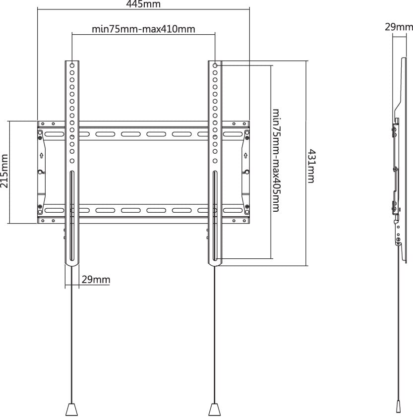 Staffa a muro fissa TV LED LCD 32-70'' robusta e pieghevole TECHLY - immagine 3
