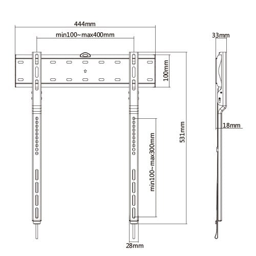 Supporto fisso da Muro Ultra-Slim per TV LED/LCD 32-65'' TECHLY - immagine 3