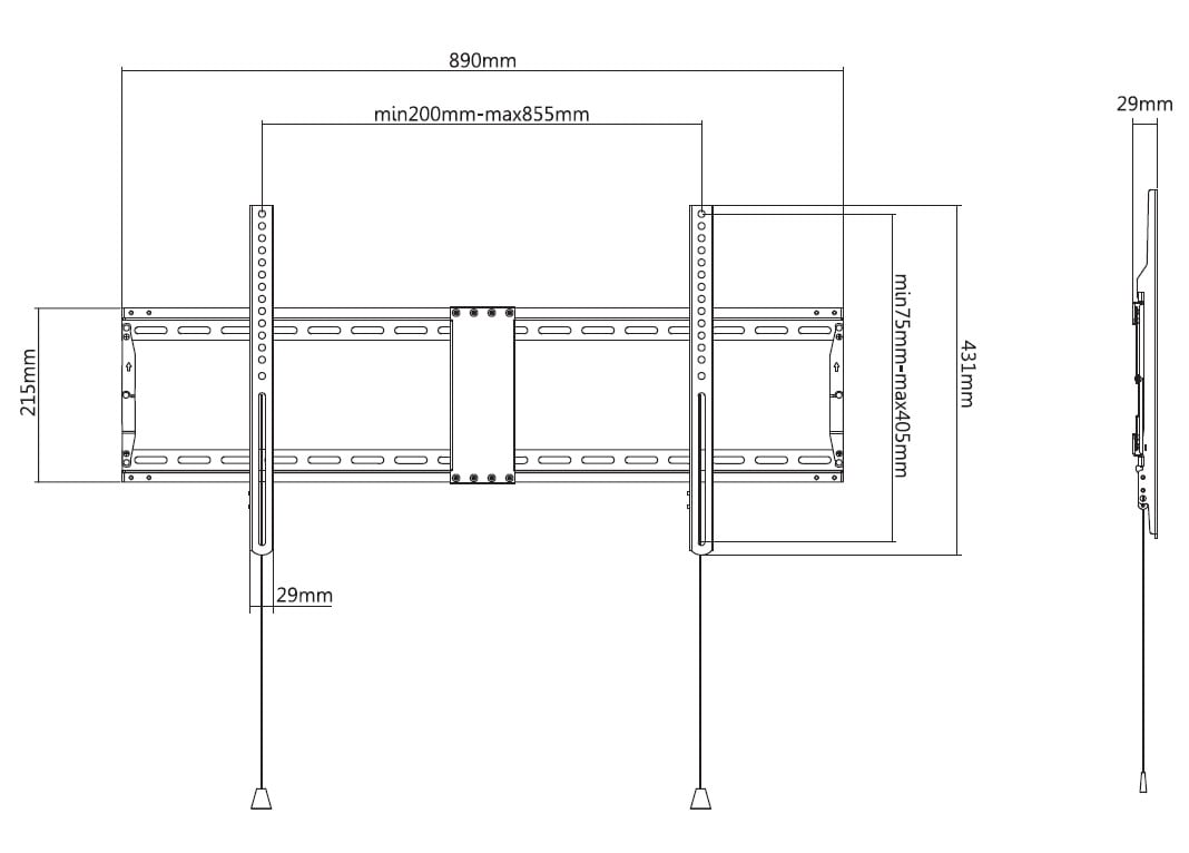 Staffa a Muro Fissa TV LED LCD 43-90'' TECHLY - immagine 3