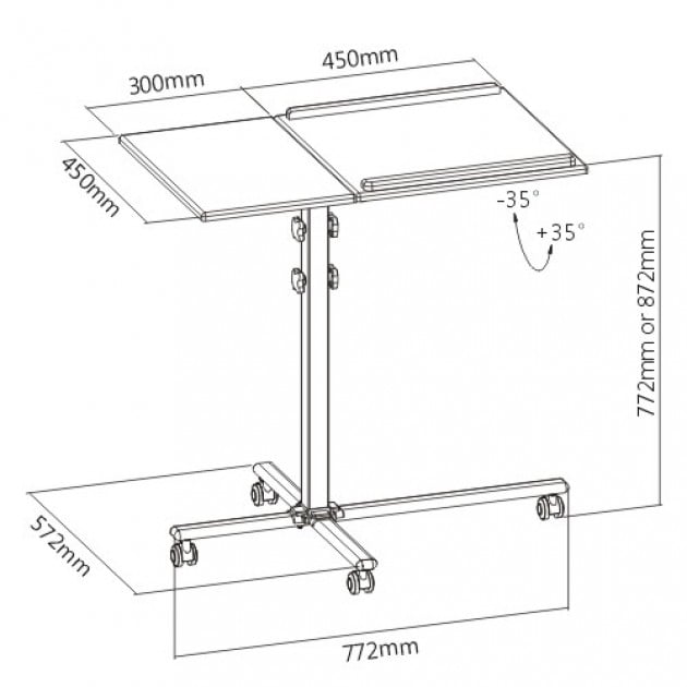 Carrello per Proiettore e Notebook a Due Ripiani Regolabile in Altezza TECHLY - immagine 3