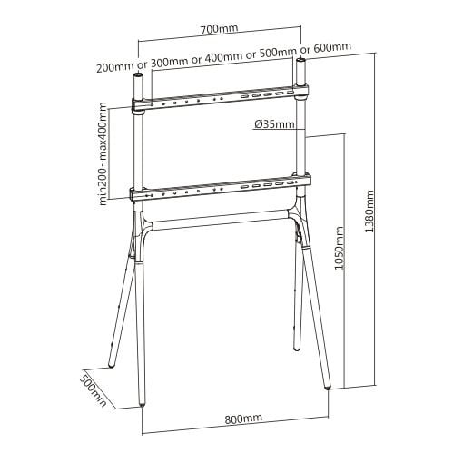 Supporto a Pavimento per TV LCD/LED/Plasma 49-70'' stile cavalletto TECHLY - immagine 3