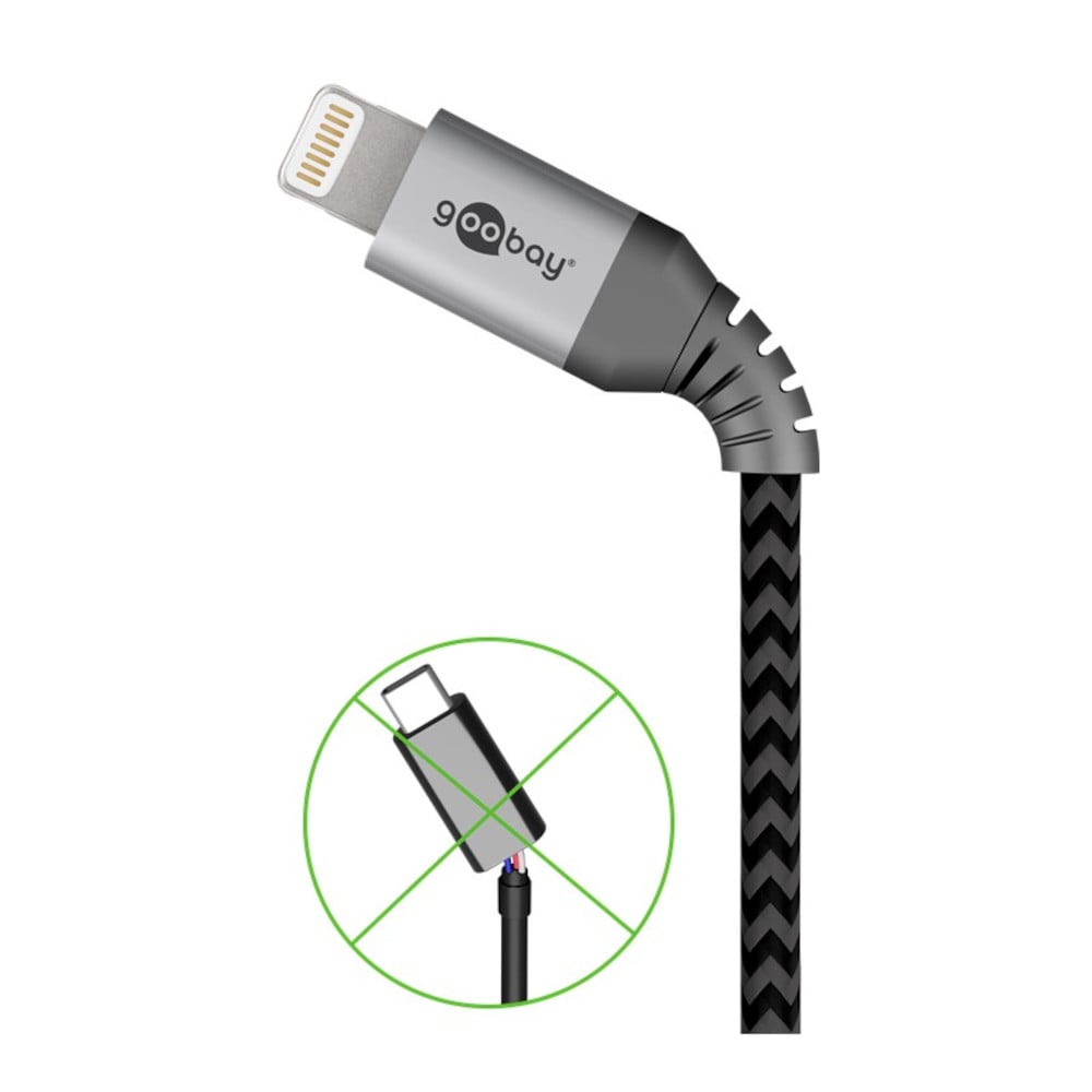 Cavo Apple Lightning 8 Pin a USB tipo A 2m Grigio GOOBAY - immagine 3
