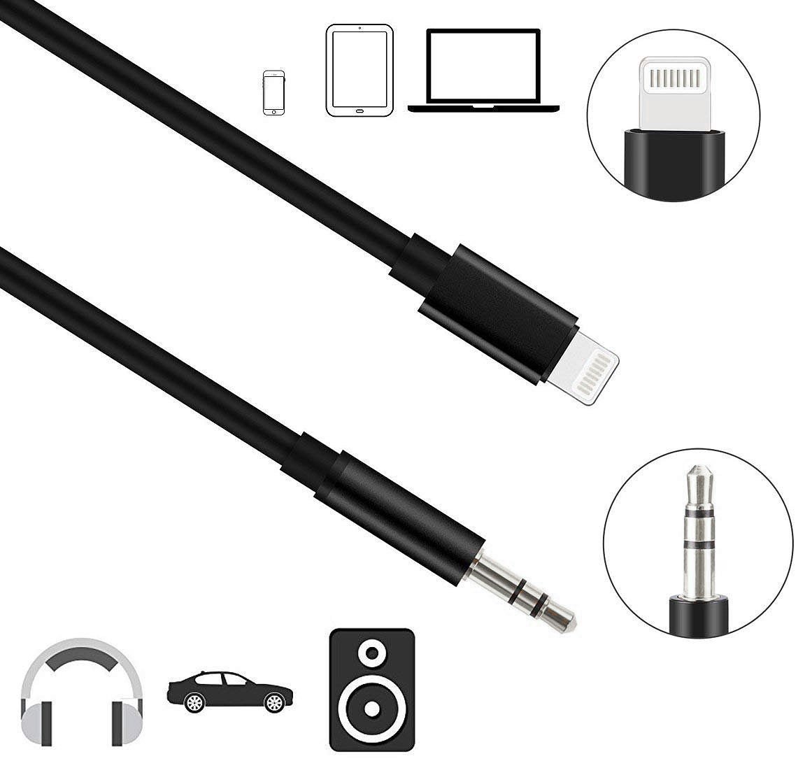 Cavo da Apple Lightning a Audio 3,5 mm M 1m Nero GOOBAY - immagine 3