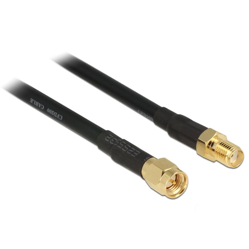 Cavo Antenna SMA M/F a Basse Perdite 0,9m Nero DELOCK - immagine 3