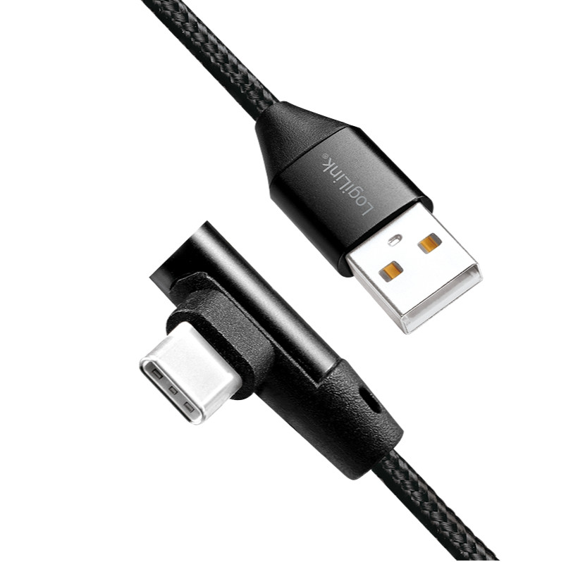 Cavo HighSpeed USB-C™ Maschio Angolato/USB-A Maschio Dritto 0,3m Nero LOGILINK - immagine 2