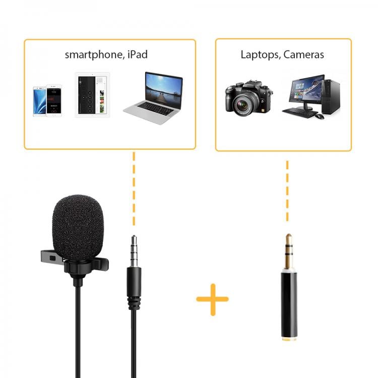 Microfono Lavalier Condensatore Omnidirezionale 3.5mm Adattatore PC SBOX - immagine 3
