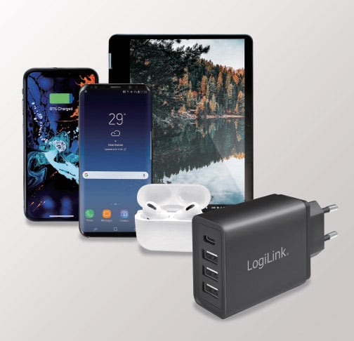 Caricatore da Muro a 4 porte con USB-C™ 27W LOGILINK - immagine 2