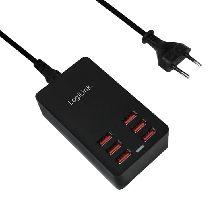 Caricatore da Tavolo a 6 porte USB 32W Nero LOGILINK - immagine 3