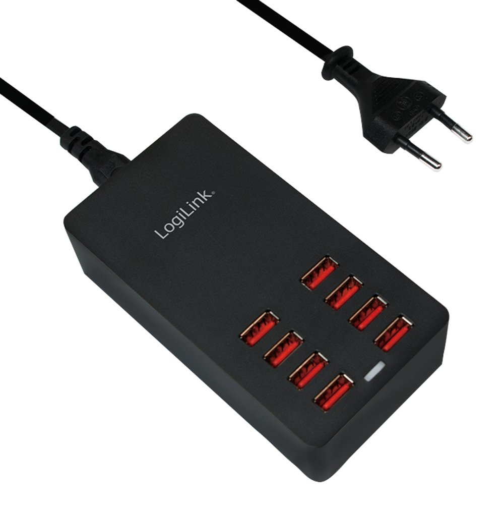 Caricatore da Tavolo a 8 porte USB 44W Nero LOGILINK - immagine 3