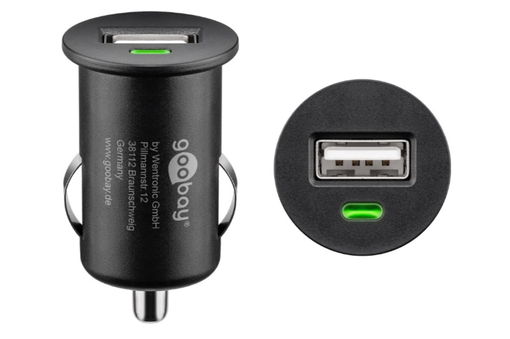 Caricatore Compatto da Auto 1 porta USB con uscita 1A Nero GOOBAY - immagine 3