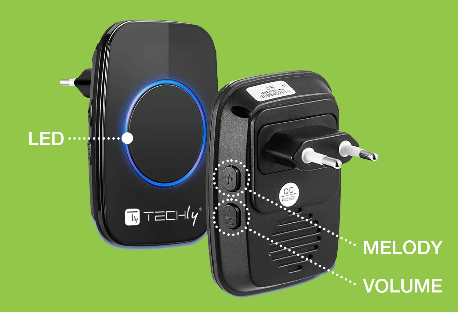 Kit Campanello Wireless fino a 300m TECHLY - immagine 3