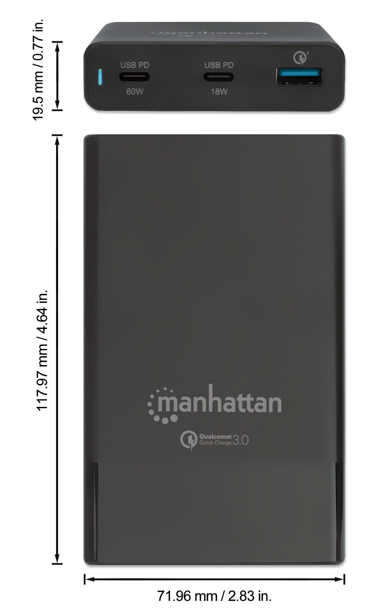 Stazione di ricarica USB-C™ PD 65W Nero MANHATTAN - immagine 2