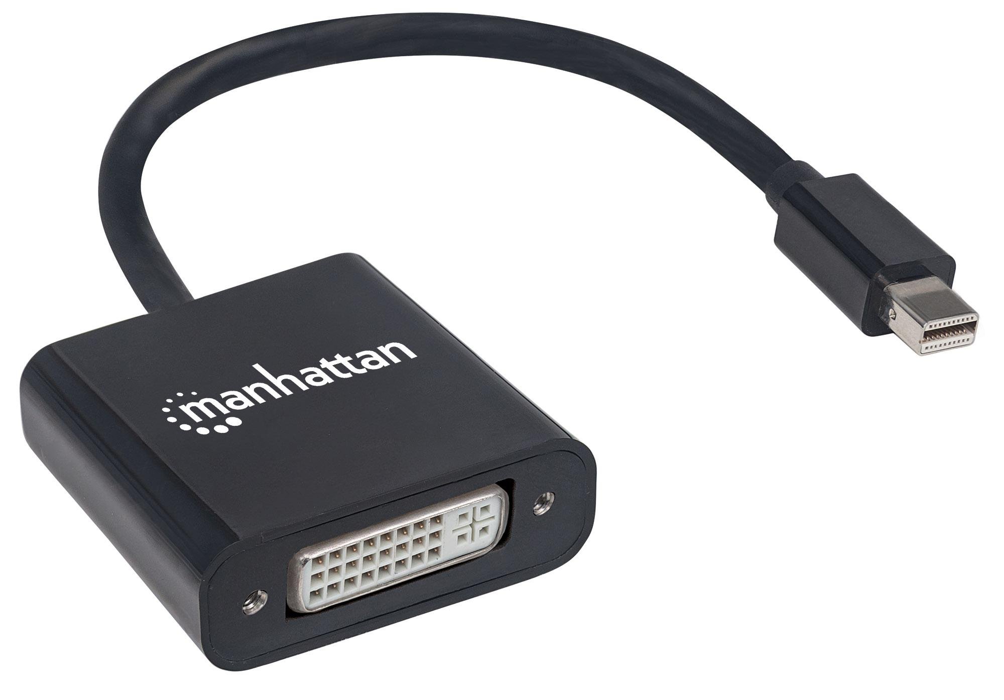 Convertitore Attivo MiniDP M a DVI F 15cm 4K Nero MANHATTAN - immagine 3