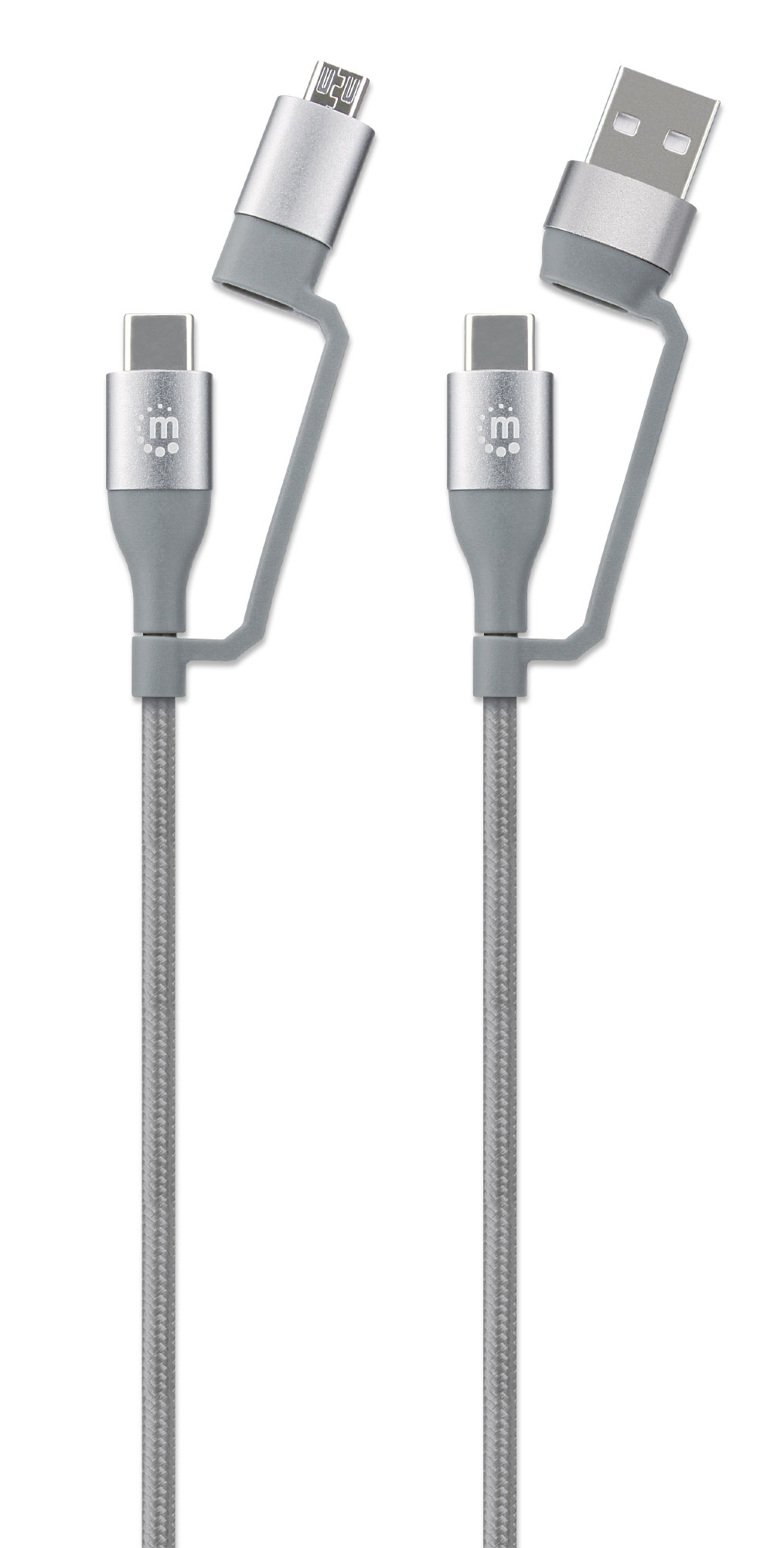 Cavo USB di Ricarica 4-in-1 USB-A, Micro-USB e due USB-C™ 1m MANHATTAN - immagine 3
