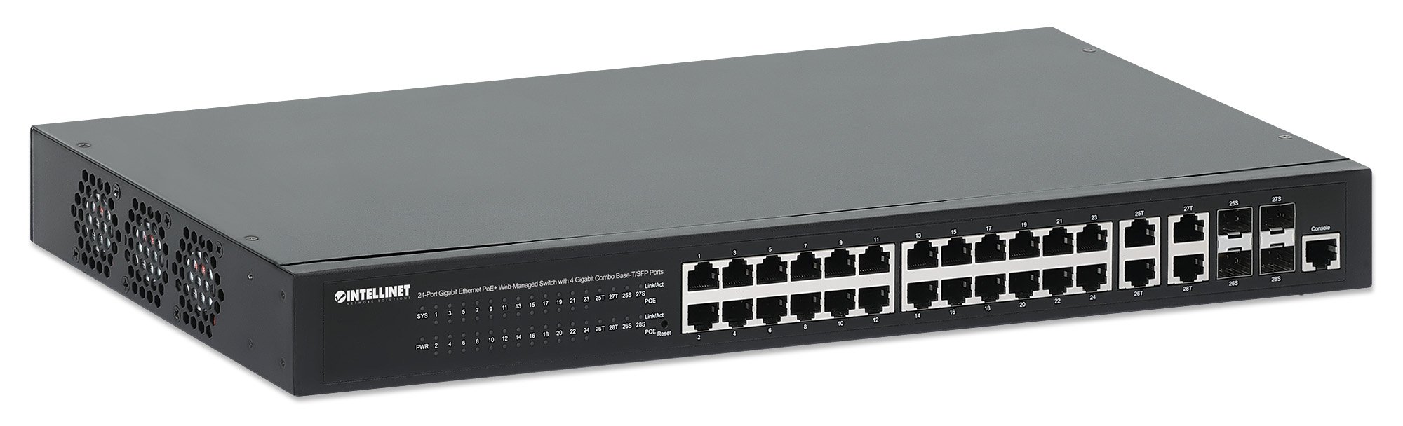 Switch 24p. Gigabit Ethernet PoE+ con 4p. Gigabit Combo Base-T/SFP INTELLINET - immagine 3