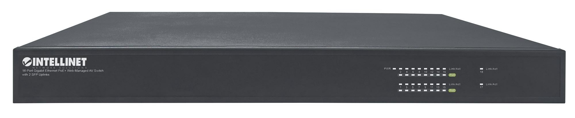 Switch AV Gigabit Ethernet PoE+ a 16 porte 2 SFP INTELLINET - immagine 3