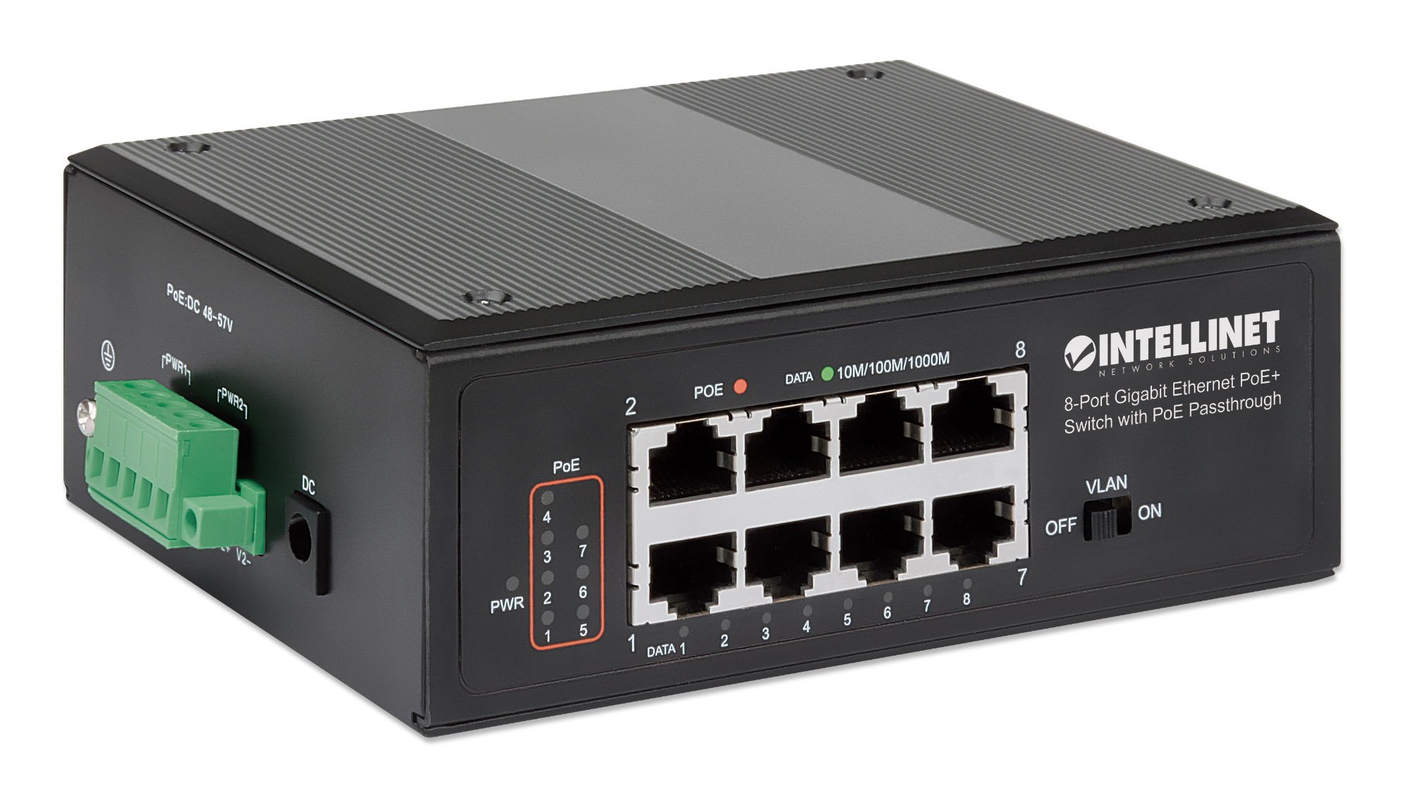 Switch Ethernet Gigabit 8 porte PoE+ con PoE Passante INTELLINET - immagine 3