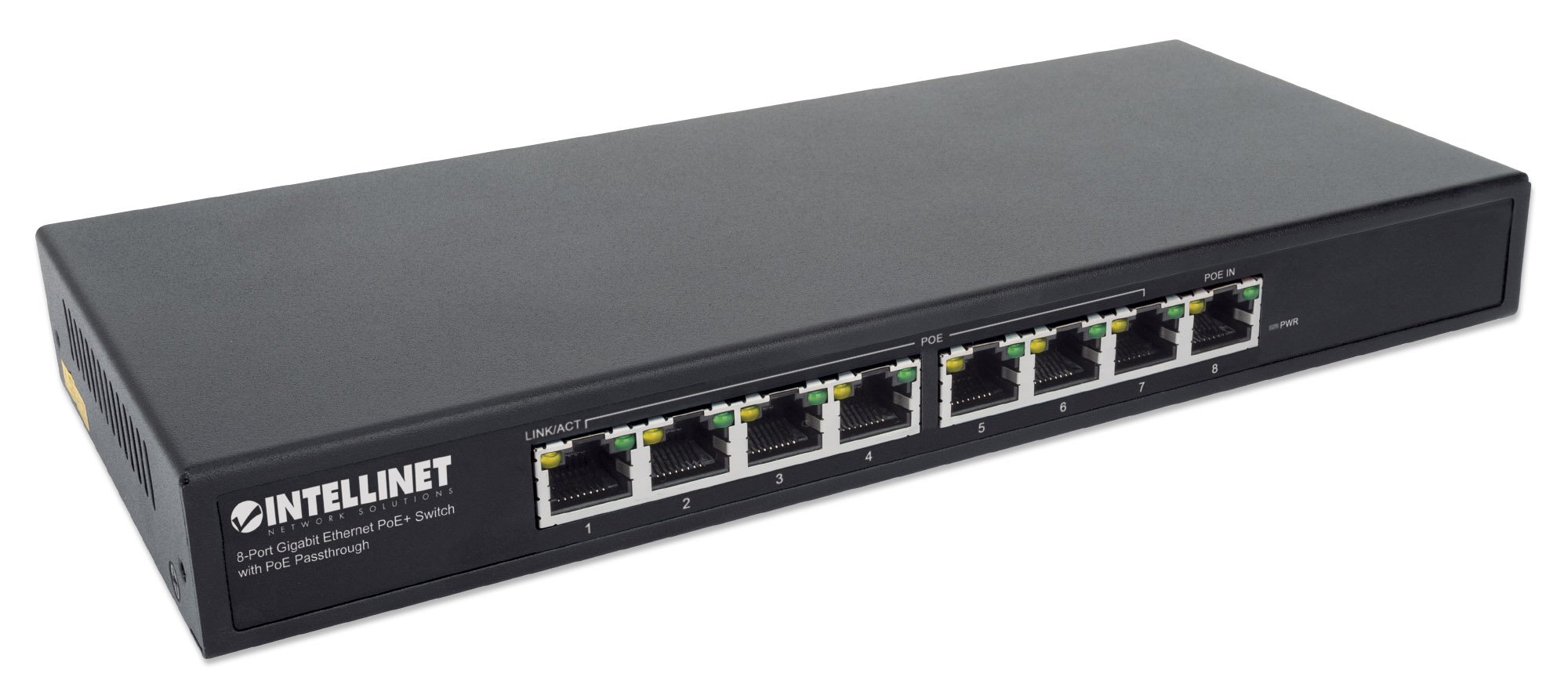 Switch PoE+ Gigabit Ethernet a 8 porte con passthrough PoE INTELLINET - immagine 3