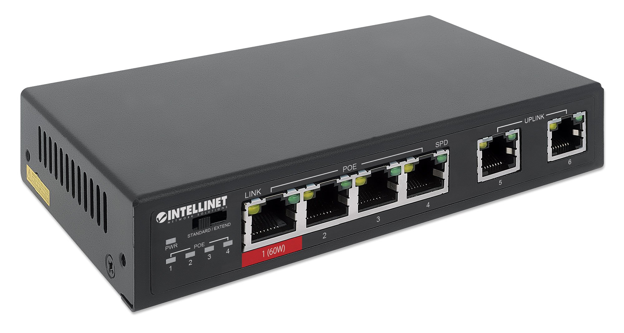 Fast Ethernet Switch a 6 porte con 4 porte PoE (1 x High-Power PoE) INTELLINET - immagine 3