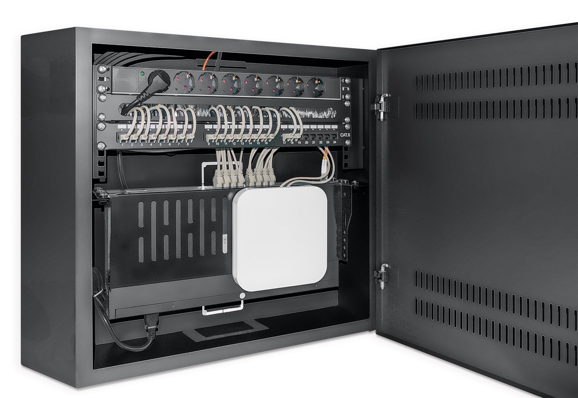 Armadio 19'' a muro a basso profilo con montanti orizzontali 4U e verticali 2U INTELLINET - immagine 3