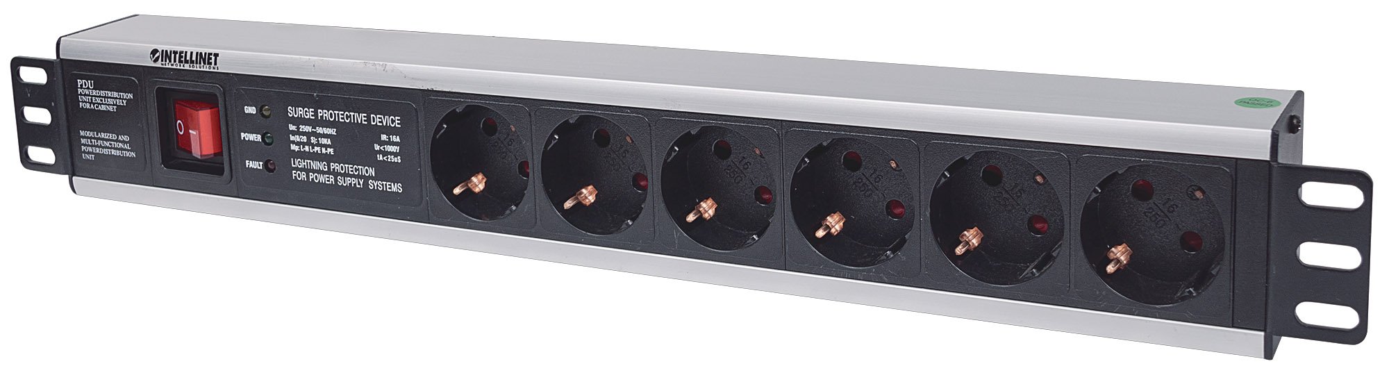 Multipresa per Rack 19'' 6 posti Spina Schuko Angolata 1.5U INTELLINET - immagine 3