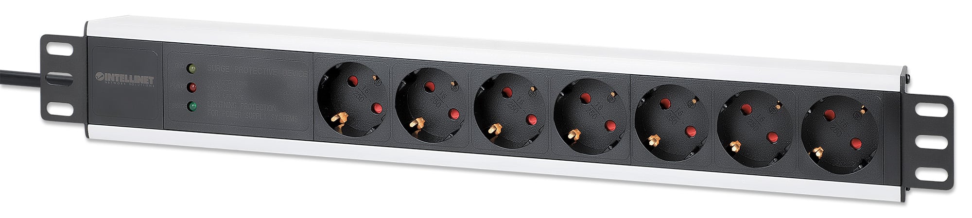 Multipresa per Rack 19'' 7 posti Spina Schuko Angolata 1U INTELLINET - immagine 3