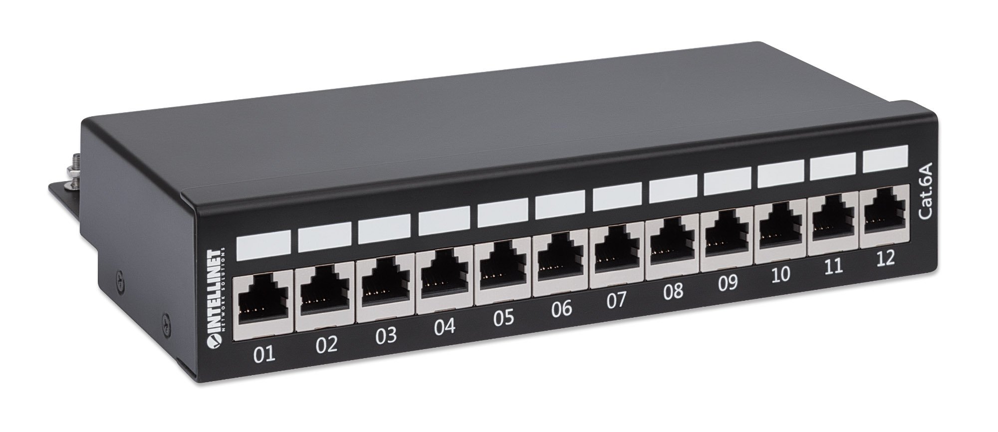 Pannello Patch 12 Posti Cat6a Schermato da Scrivania Nero INTELLINET - immagine 3