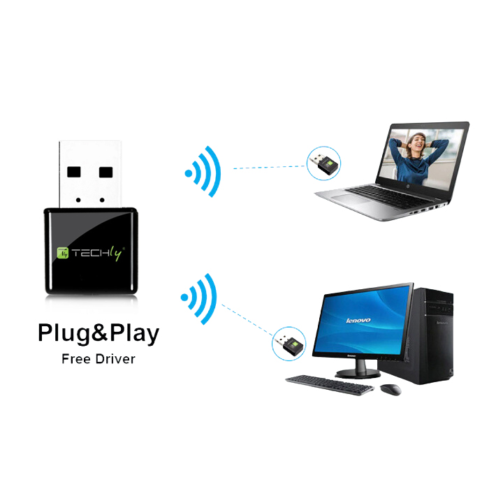 Mini Adattatore WiFi USB 2.4Ghz 300Mbps con tasto WPS TECHLY - immagine 3