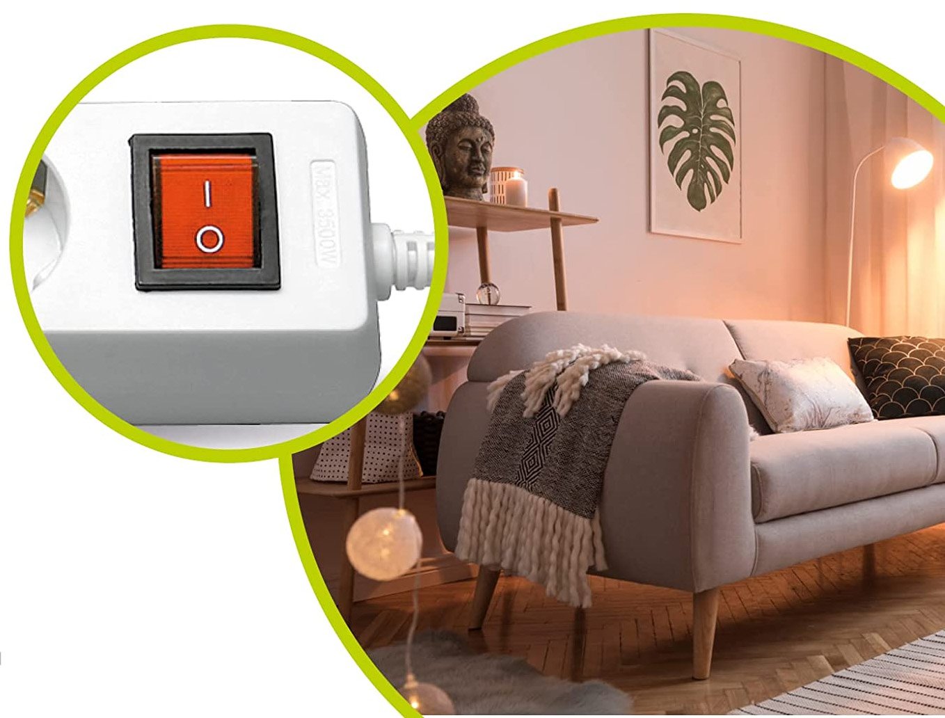 Multipresa 3 Posti Schuko con Interruttore e Cavo 3m GOOBAY - immagine 3
