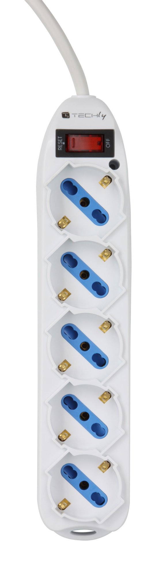 Multipresa 5 Posti Italiana Bipasso / Schuko con spina 10A TECHLY - immagine 3