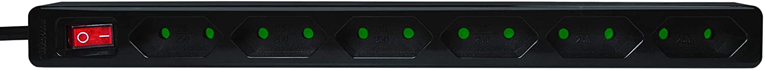 Multipresa 6 Posti Design Salvaspazio Nero LOGILINK - immagine 3