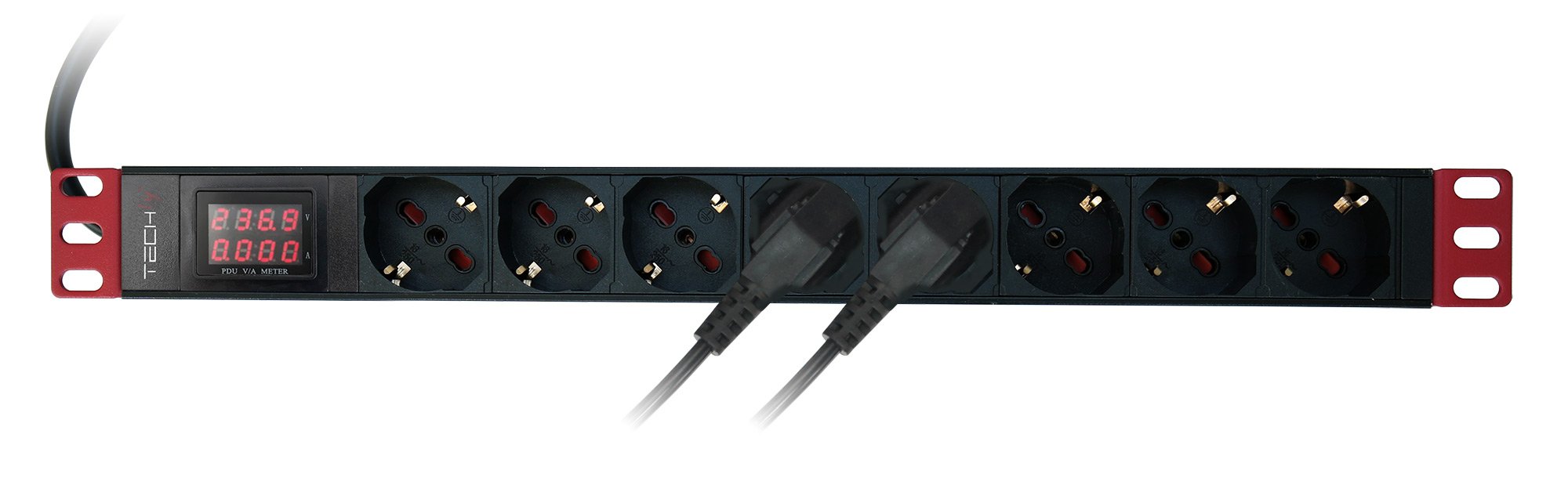 Multipresa 8 Posti da Rack 19'' con Misuratore Voltaggio e Amperaggio Spina Italiana 1U TECHLY PROFESSIONAL - immagine 2