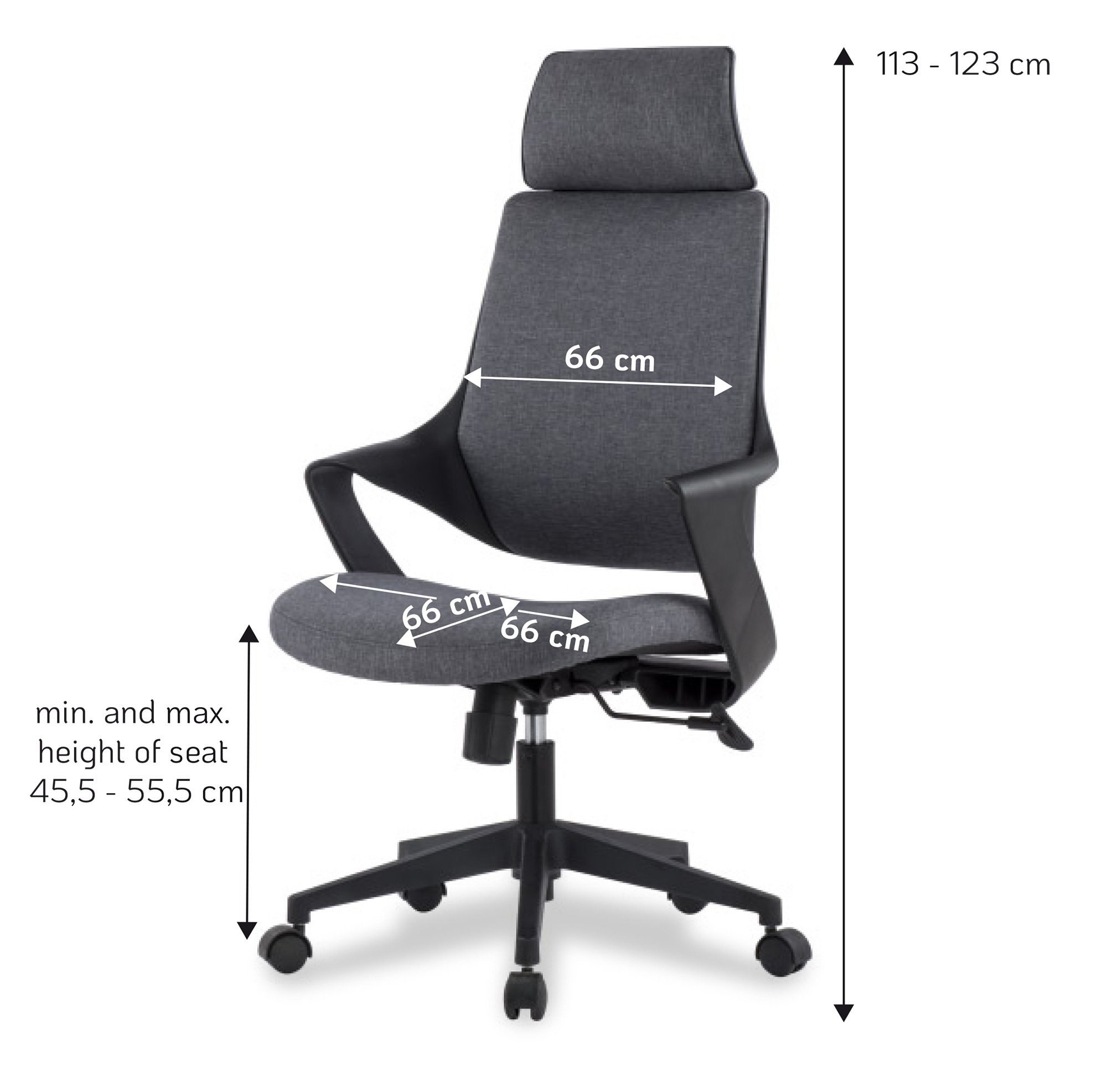 Sedia per Ufficio con Schienale Alto Design Moderno Grigio TECHLY - immagine 3
