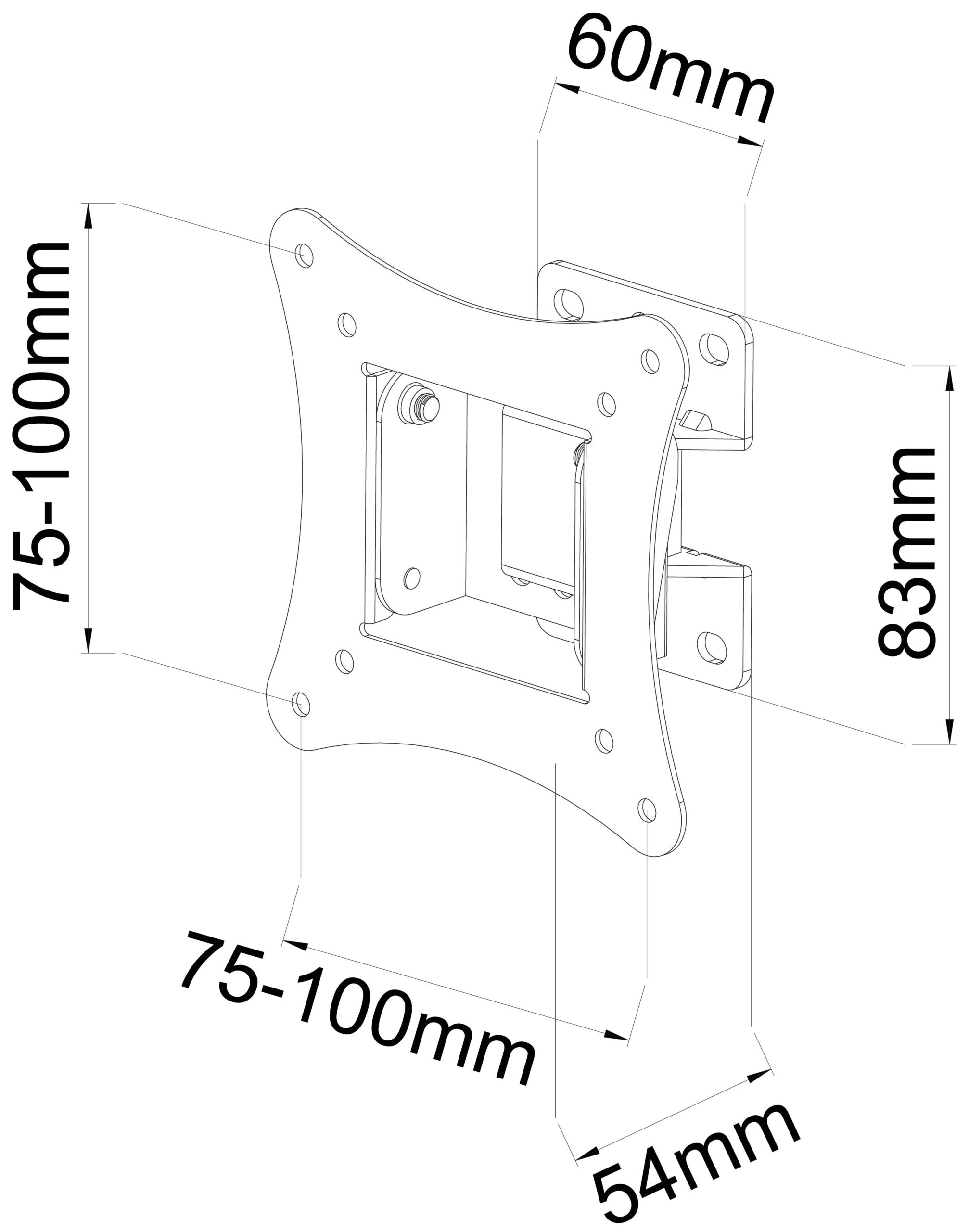 Supporto a Muro 1 Snodo Inclinabile per TV 13-30'' nero TECHLY - immagine 3
