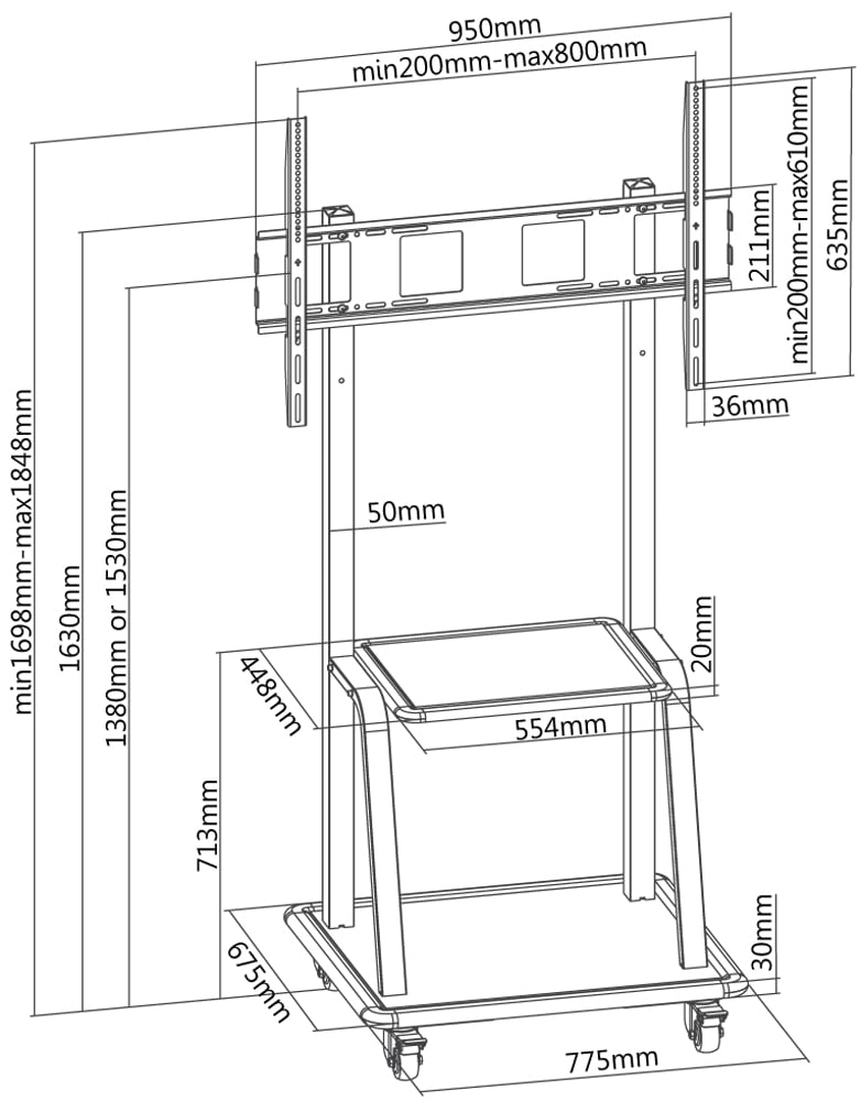Supporto Universale da Pavimento per TV 37-100'' MANHATTAN - immagine 3