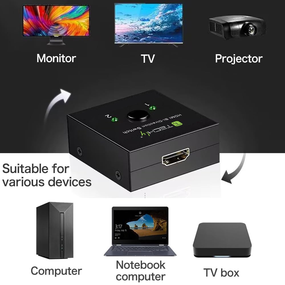 Switch HDMI 2 porte Bidirezionale 4K 60Hz TECHLY - immagine 3