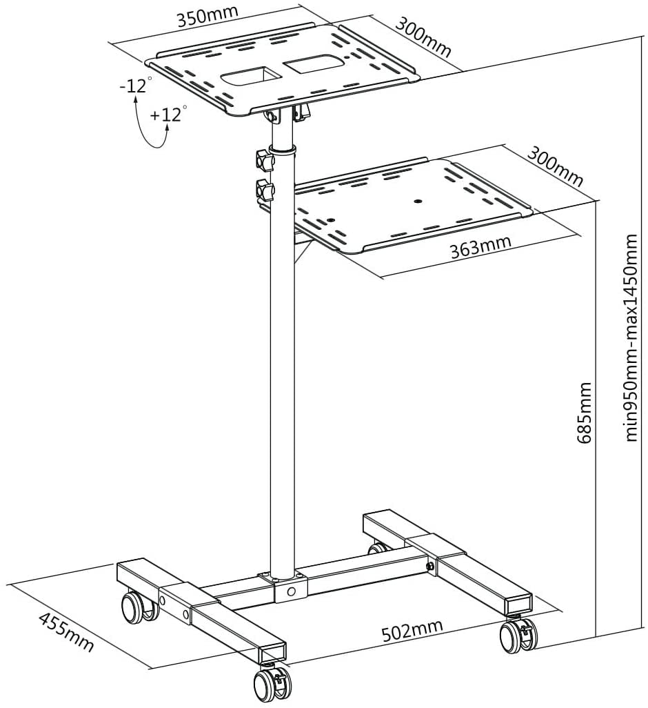 Carrello per Proiettore Notebook Regolabile con Mensola TECHLY - immagine 3