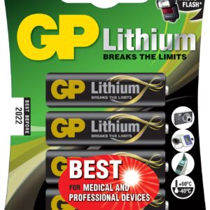 Blister 4 Batterie Litio Stilo AA 1,5V/15LF Longest Lasting GP BATTERIES