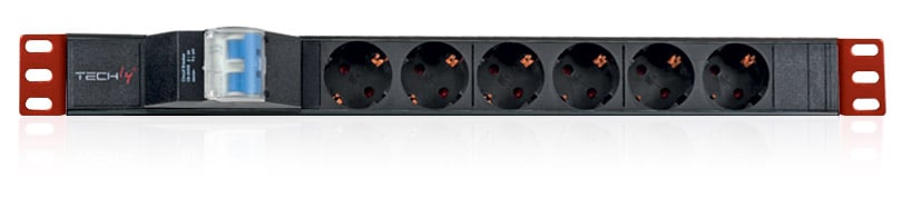Multipresa 6 Posti da Rack 19'' con Magnetotermico Spina Schuko Angolata 1U TECHLY PROFESSIONAL