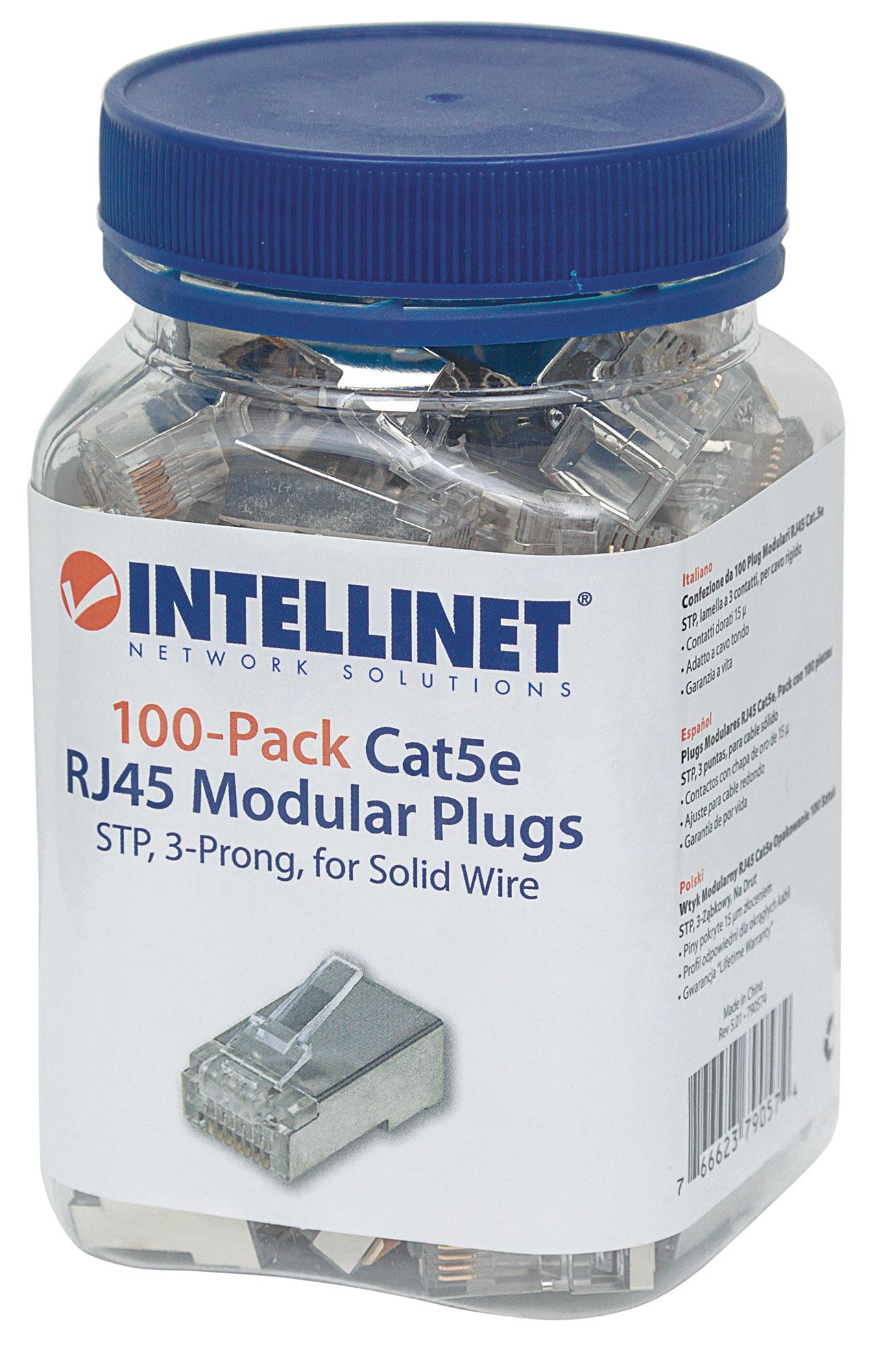 Confezione da 100 Plug Modulari RJ45 Cat.5e STP INTELLINET