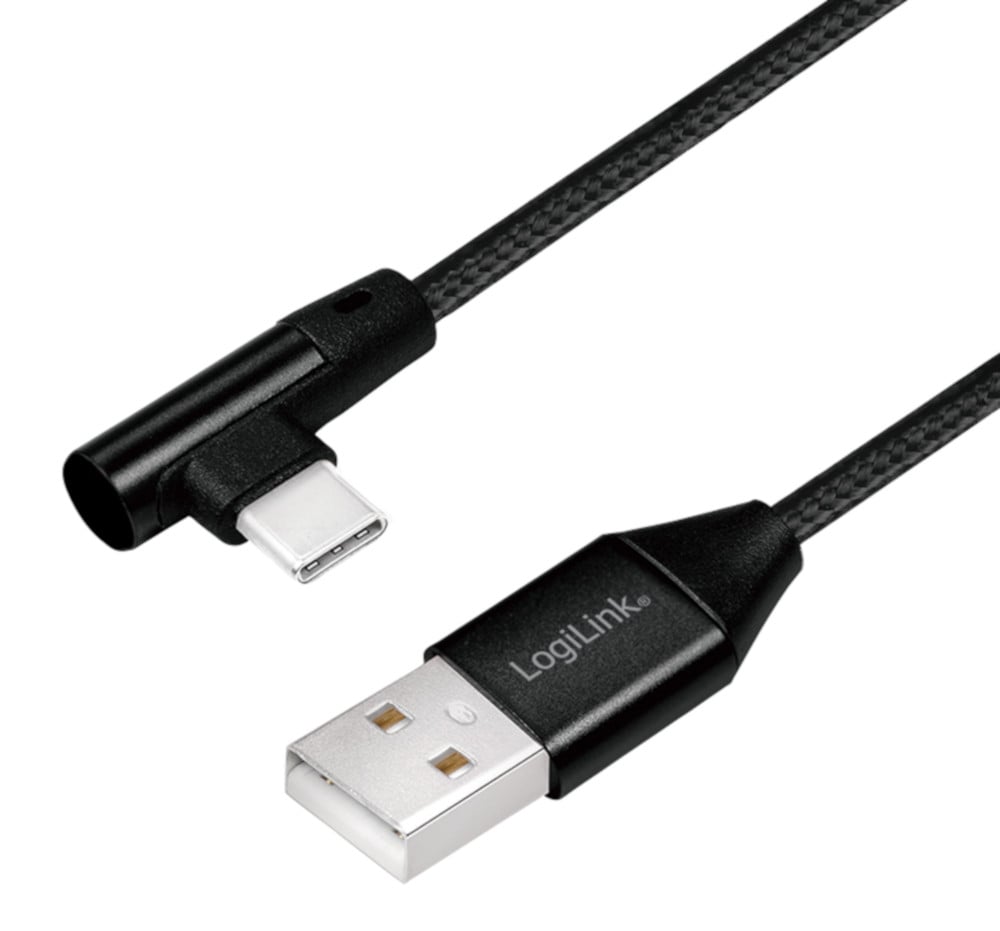 Cavo HighSpeed USB-C™ Maschio Angolato/USB-A Maschio Dritto 1m Nero LOGILINK
