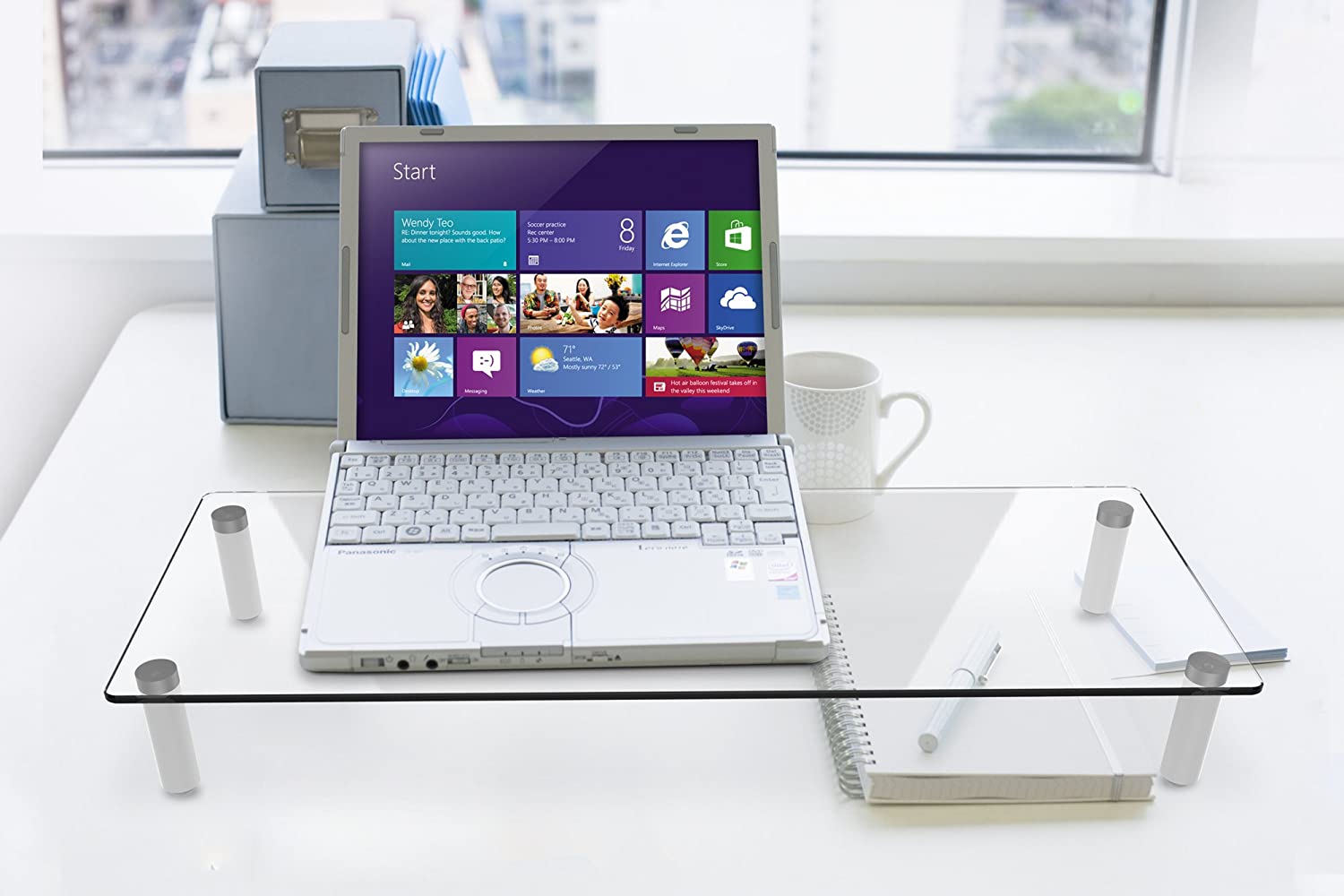Ripiano Universale in Vetro Trasparente per Monitor Laptop Notebook TECHLY - immagine 4