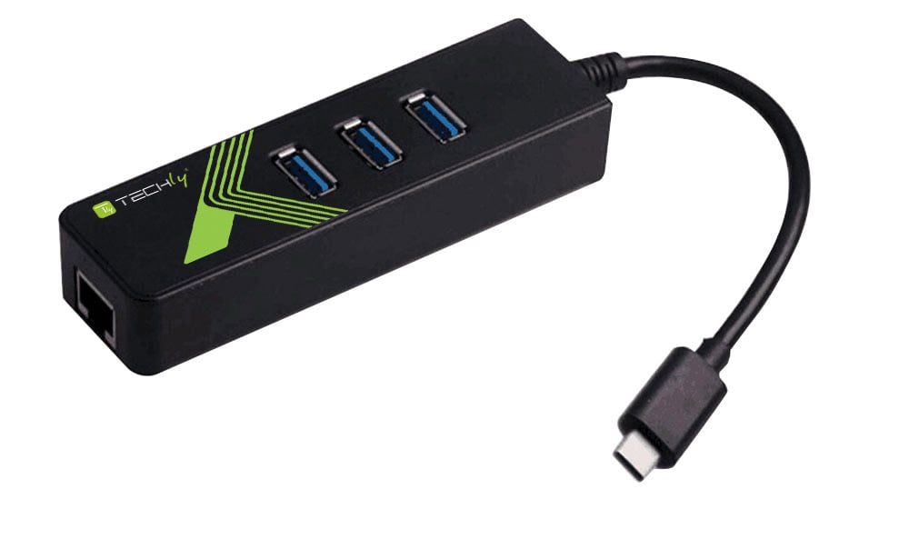 Adattatore Convertitore USB-C&trade; Ethernet Gigabit con Hub 3 porte USB-A 3.0 TECHLY - immagine 4