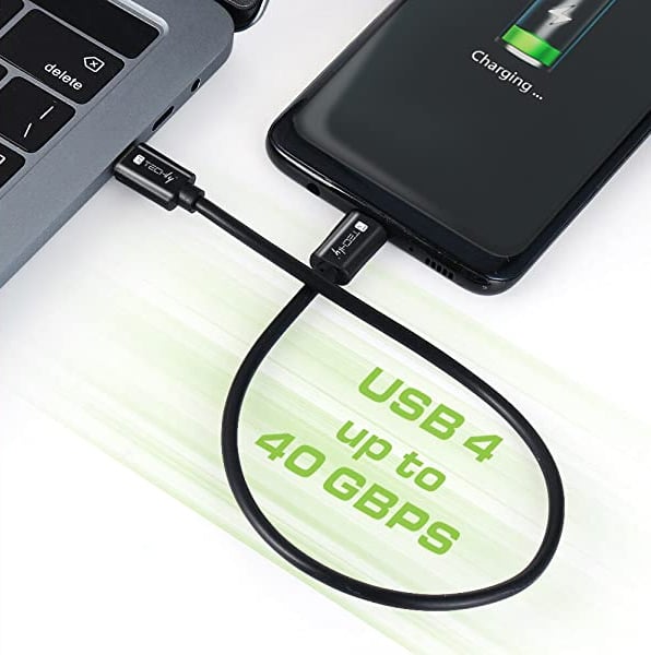 Cavo USB 4 Gen 3 Type-C™ Thunderbolt M/M E-Mark 8K 40Gbps 100W PD 0,8m Nero TECHLY - immagine 3