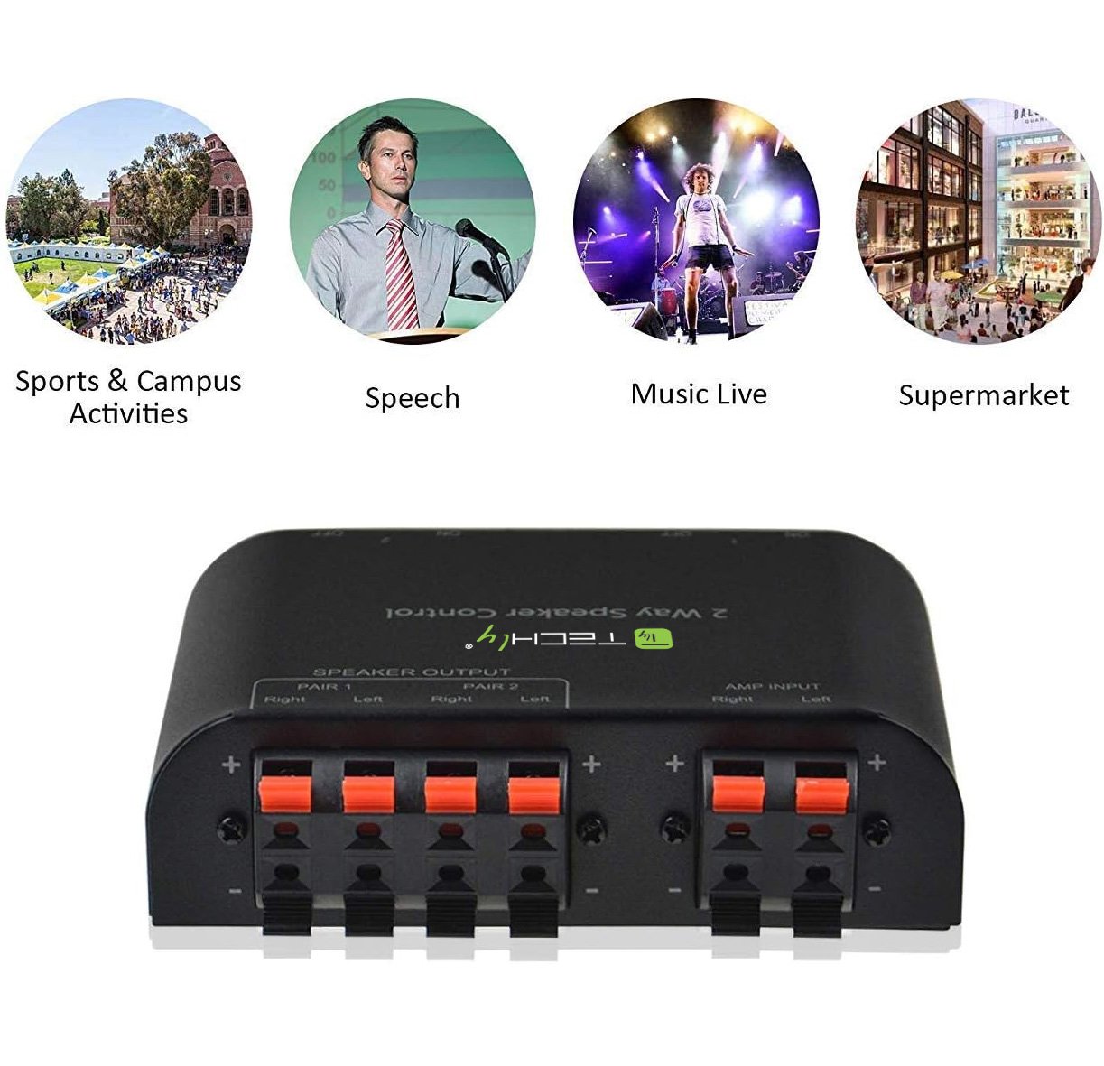 Commutatore Audio per Casse Acustiche 2 vie con Terminali a Pressione TECHLY - immagine 3